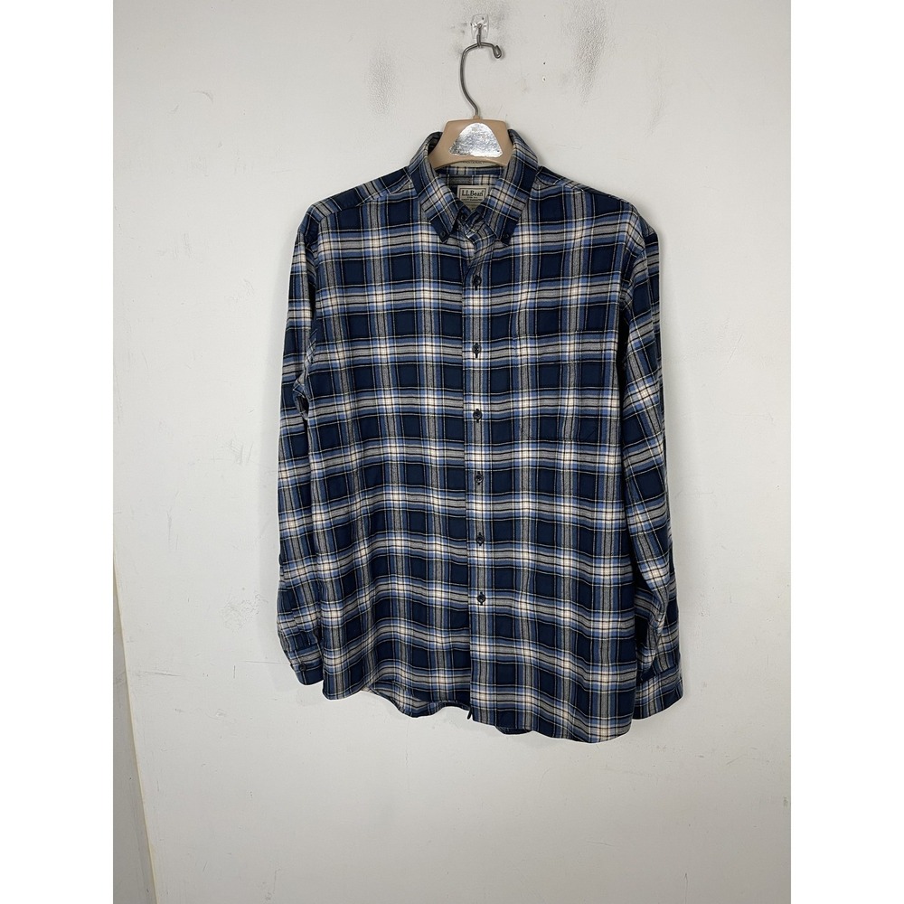 L.L.Bean Mens M-REG Flannel Shirt Traditional Fit Plaid Button Up Long Sleeve